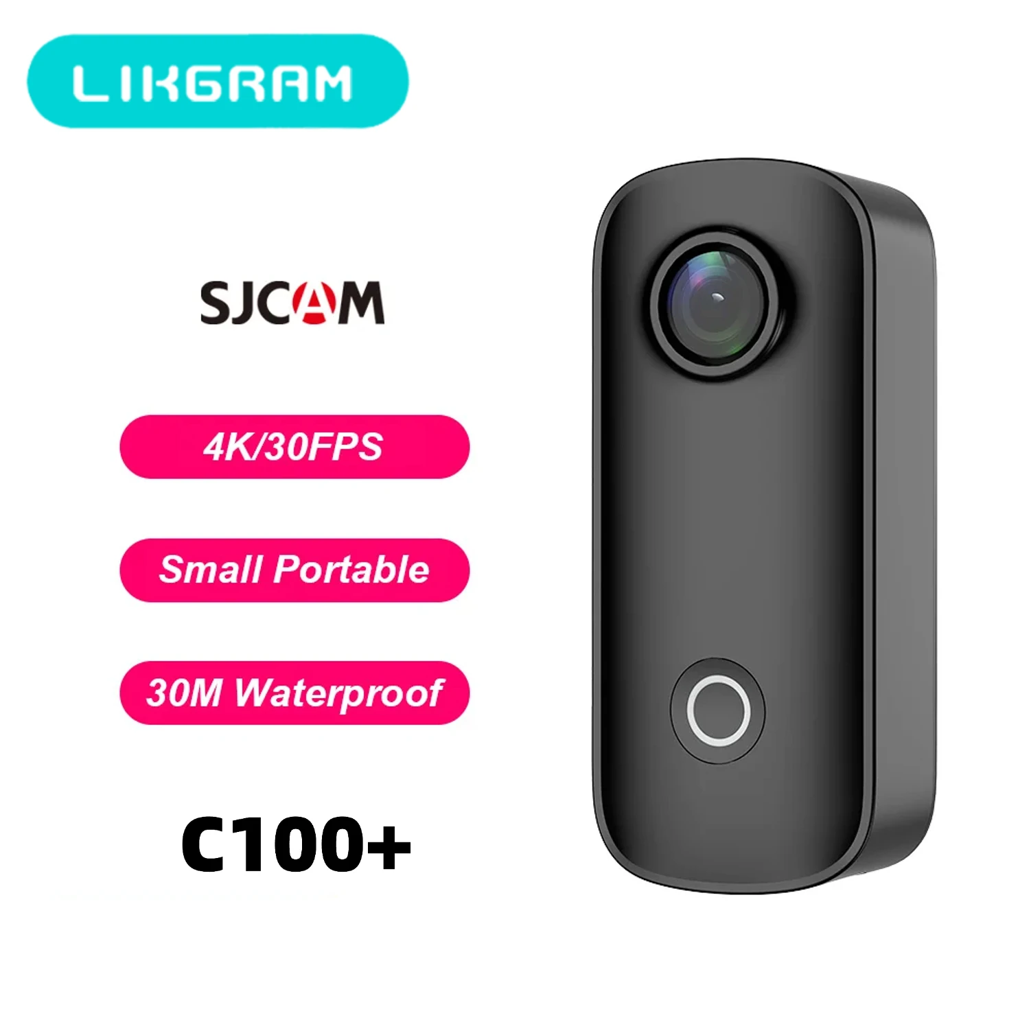 SJCAM C100 Plus Action Cam 4K Electronic Image Stabilization 2.4G WiFi 30M Waterproof With Case Sport Camera Black White