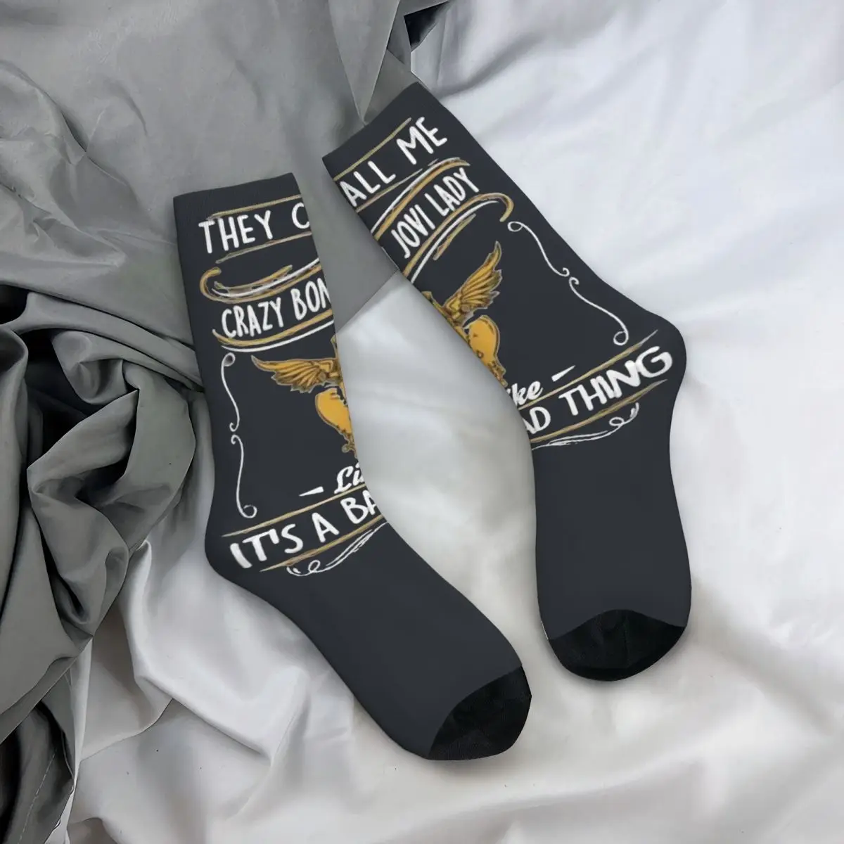 Calcetines góticos estampados para hombres, medias antideslizantes para exteriores, medias suaves medianas, BON JOVI TOUR PSIS, otoño