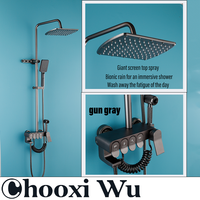 CHOOXIWU-Hot and cold shower set black faucet temperature bathroom system mixer tap handheld sprayer