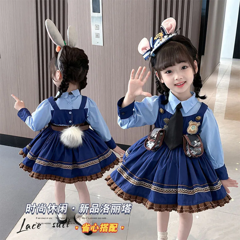 

Anime Zoo Rabbit Judy Cosplay Costume Fashion Party Short Dress Cute Printed Polyester Casual Clothes For Halloween Party Suit