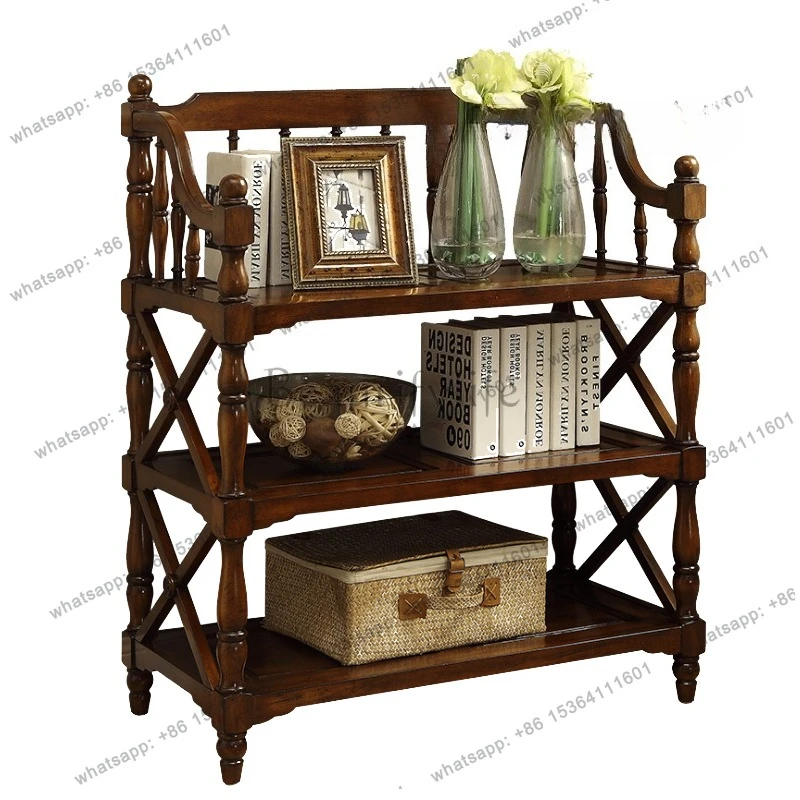 

Floor-to-ceiling small bookshelves All solid wood multi-layer storage shelves European-style bedroom living room entrance