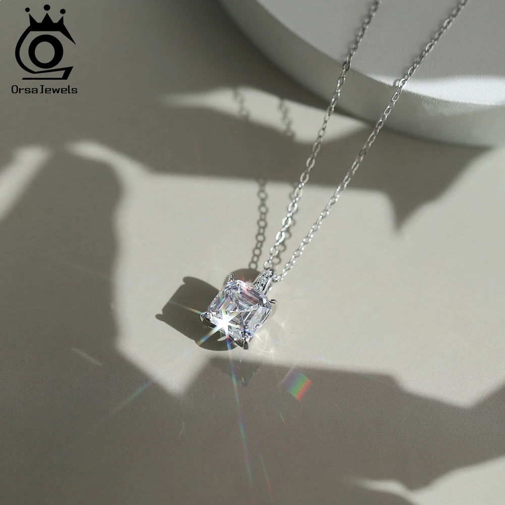 

ORSA JEWELS Классический кулон с муассанитом 1CT-4CT D, ожерелье, цепочка из серебра 925 пробы, сертификат GRA, лабораторные свадебные украшения с бриллиантами SMON06