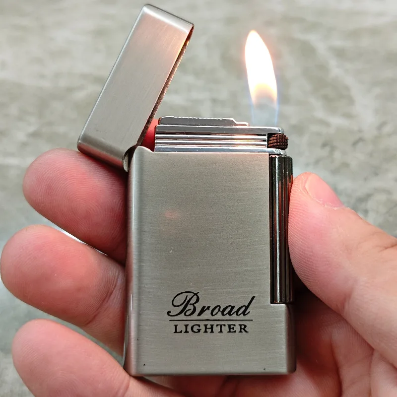 

Broad Flint Gas Lighter Butane Side Slip Grinding Wheel Lighters Cigarettes Accessories Cigar Smoking Lighters Gadgets for Men