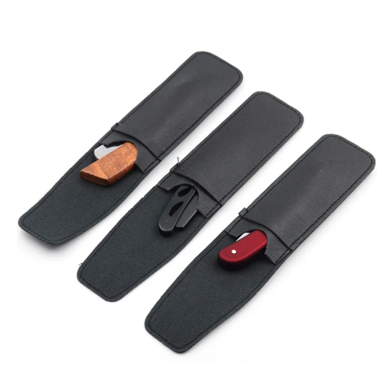 Black Folding Razor Sheath Storage Bag Portable Manual Shaver PU Leather Case Protective Cover Barber Shop Shaving Accessories