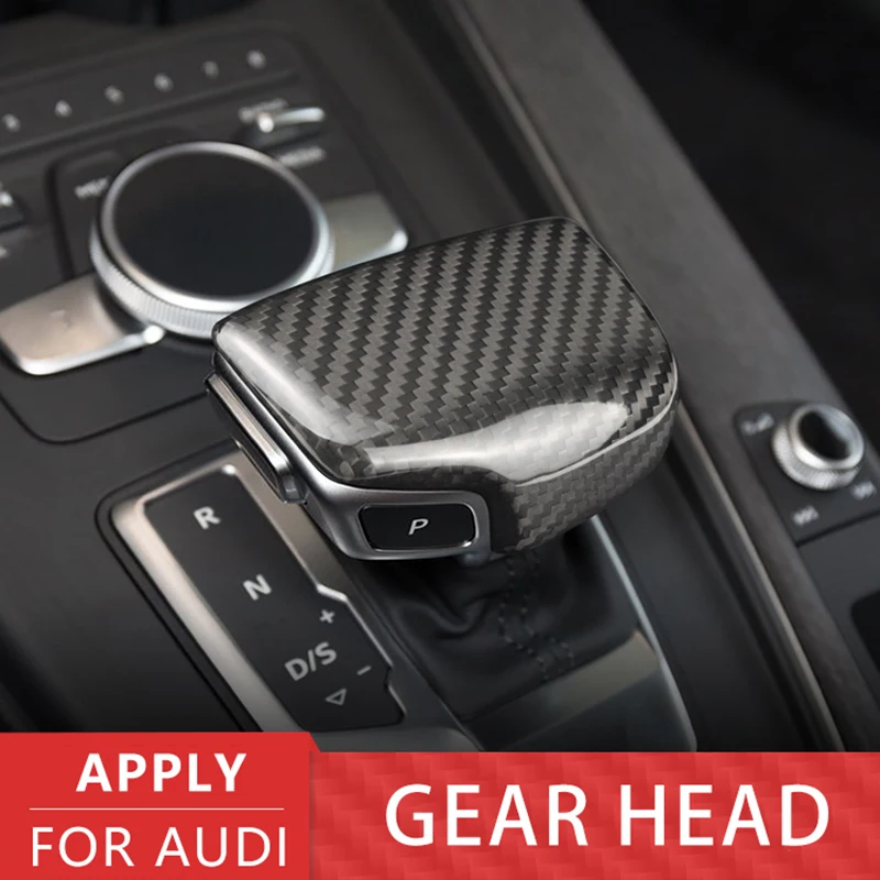 

Car Gear Head Cover Sticker Real Carbon Fiber Decoration Decals For Audi A4 B9 A5 Q5 Q7 2016 2017 2018 Styling Accessories