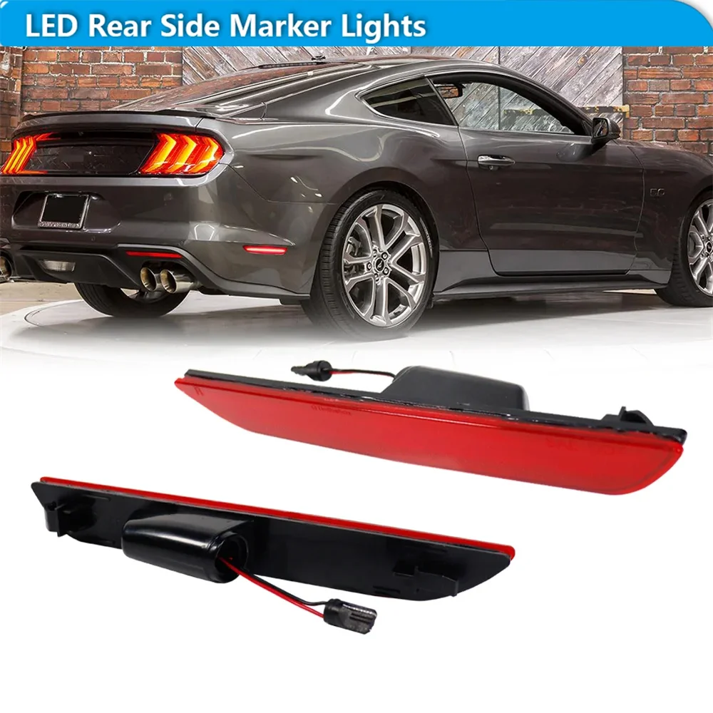 For Ford Mustang 2015-2021 Car Rear Bumper Side Marker Lights Parking Lights Driving Lights Fender Flare Lights White/Red LED