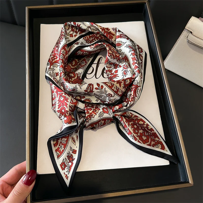 Fashion Luxury Brand Silk Scarf Women Floral Designer Paisley Print Double-layer Ribbon Neck Tie Bag Headband Hairband Scarves