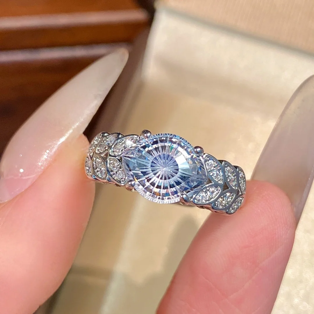 925 Sterling Silver, Light Luxury Fashion Evil Eye Firework Cut Ring, High-end Style Micro-set Wheat Spike Colored Gemstone Ring