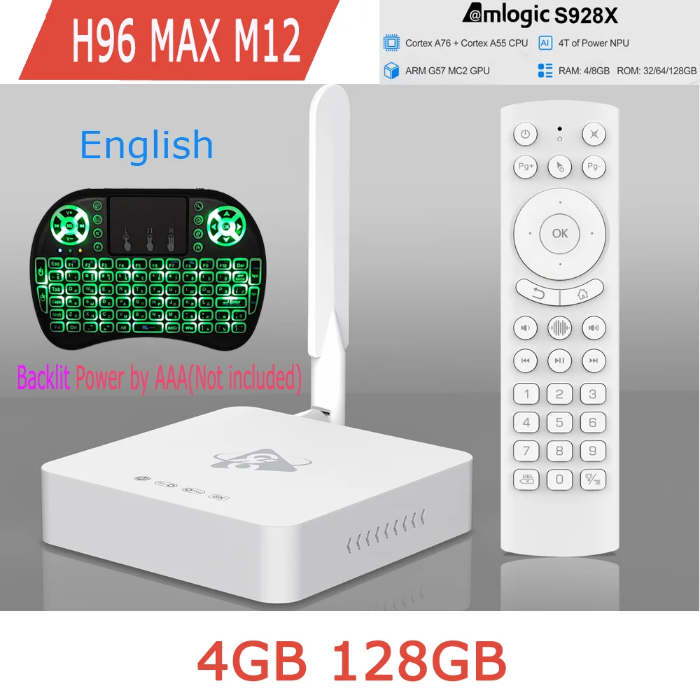 Smart TV H96 Max M12 Amlogic S928X AI NPU 4T 8K HDR Android 11 с двойным Wi-Fi 2