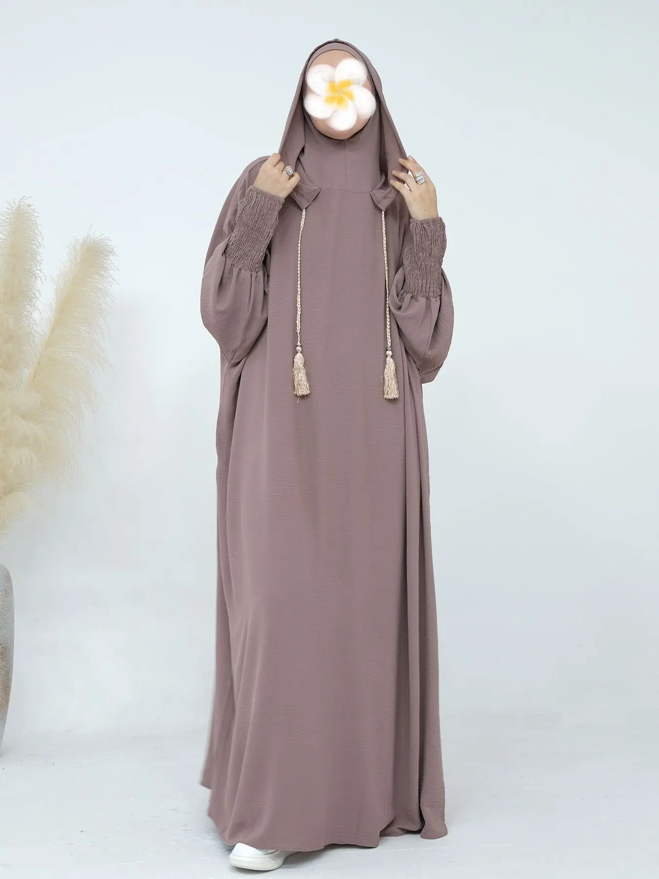 Saudi Women Abayas Muslim Ramadan Prayer Clothing With Hooded Jalaba Solid Casual Batwing Sleeve Arab Oriental Robe Eid Djellaba