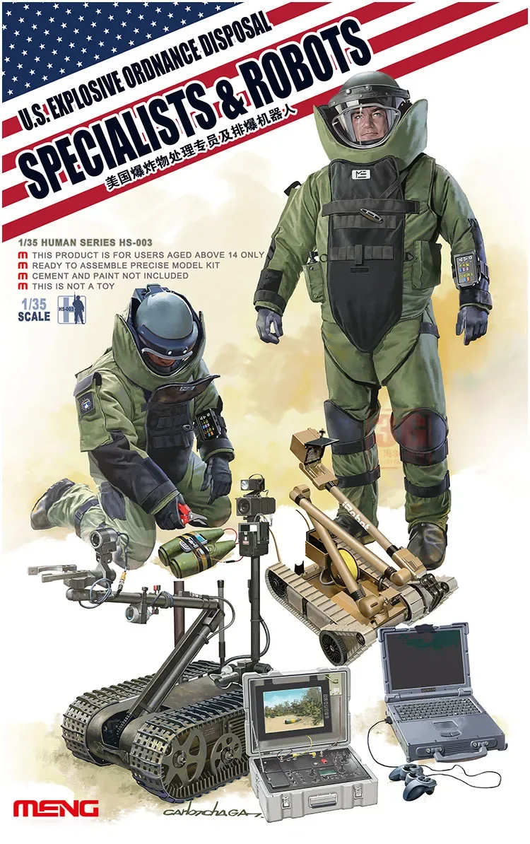 MENG plastic model kit assembled soldier HS-003 US explosive disposal specialist and explosive disposal robot 1/35