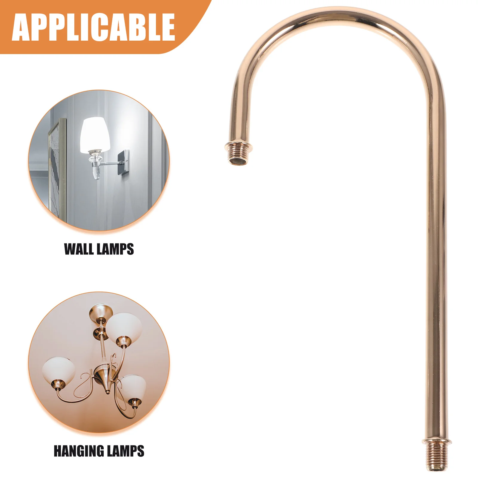 อุปกรณ์เสริมโคมไฟติดผนังแบบท่อโค้ง 215 มม. สีทองฝรั่งเศส เกลียว M10 สำหรับทำโคมไฟ ชิ้นส่วนก้านโคมไฟ สไตล์โมเดิร์น มินิมอล อุปกรณ์ติดตั้งไฟดาวน์ไลท์