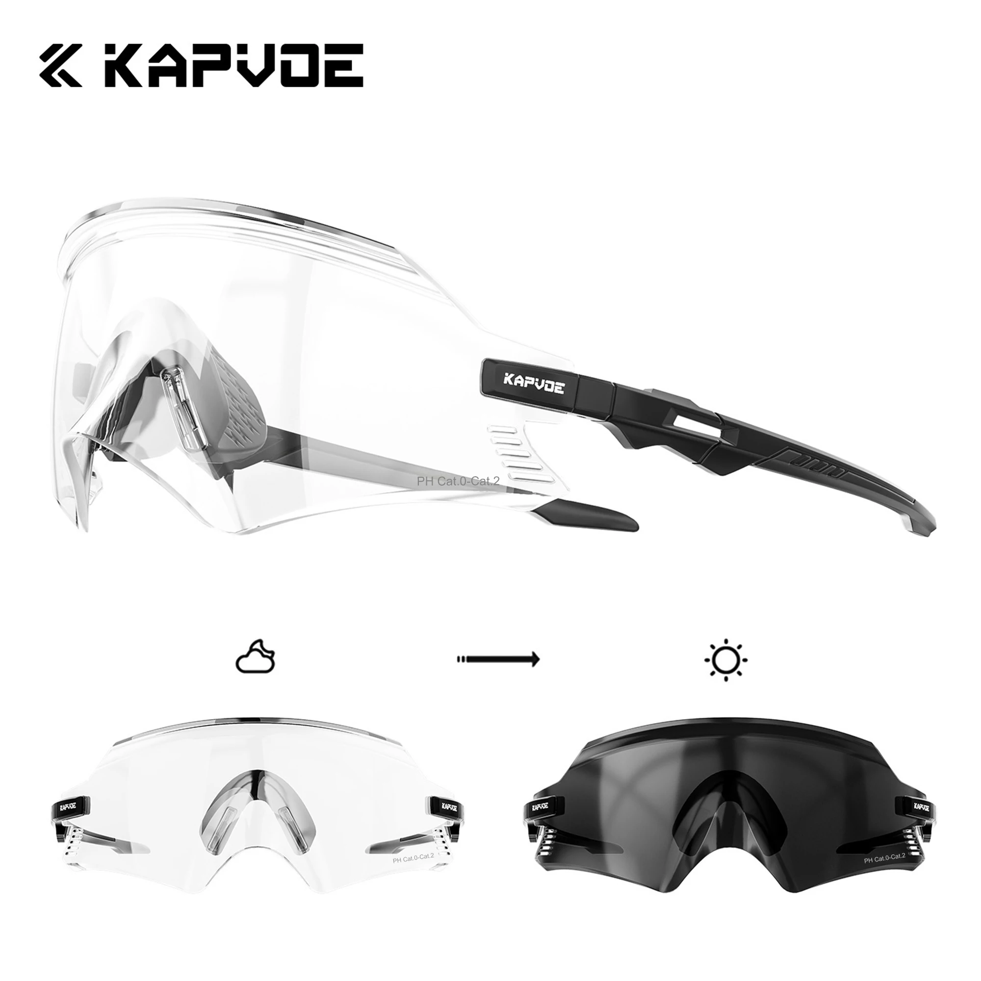 

Kapvoe Photochromic Cycling Sunglasses for Men RED Photochromic MTB Bike Glasses Cycl Mountain Bicycle Goggle Sports Eyewear