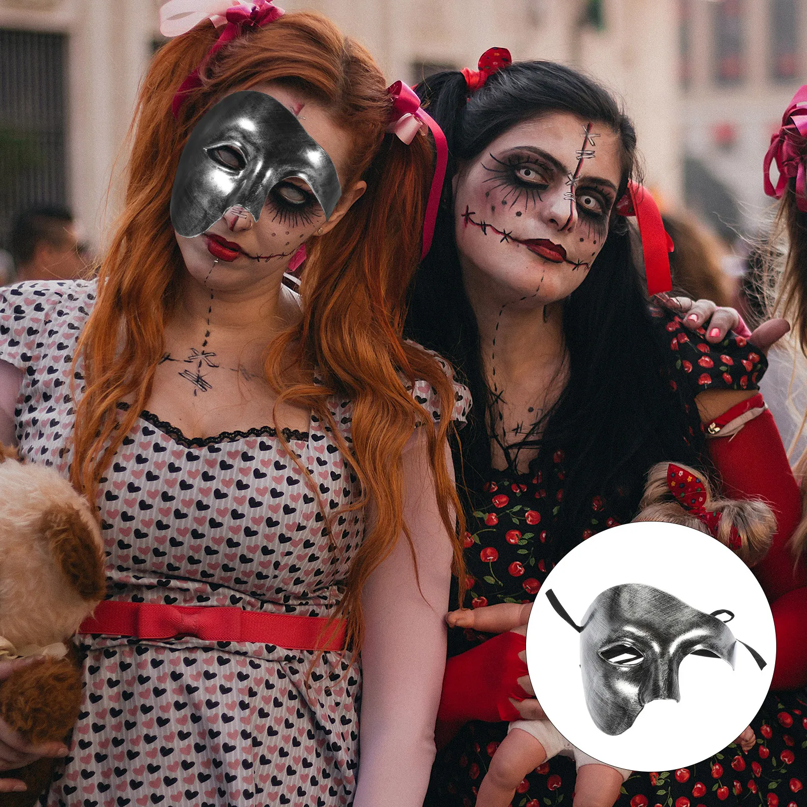 

Stylish ABS Half Face Mask Lightweight Comfortable Strap Adjustable for Masquerade Ball Halloween Party Cosplay Festival