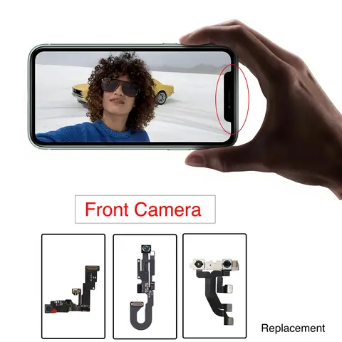 Fotocamera frontale con cavo flessibile per sensore di prossimità per iPhone 6 6P 6S 7 7P 8 Plus X XR XS Max Sostituzione del modulo fotocamera frontale ·
