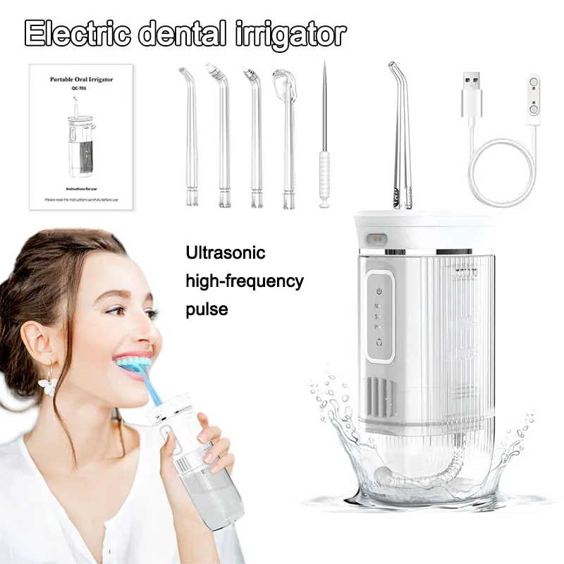 

Portable Dental Cleaner With USB Charging Oral Deep Cleaning Ultrasonic High Frequency Pulse Flosser Brushing Tool
