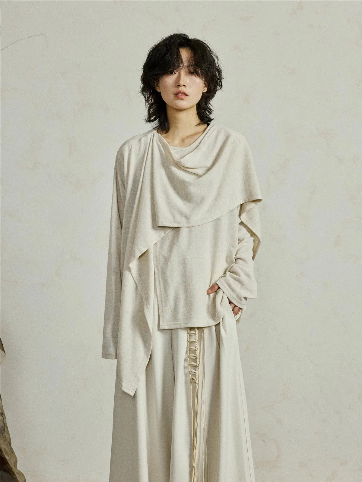Sunvonnie Long Sleeve Knitted T-Shirt Versatile Wear Design Sensation Casual Cotton round Neck Commute Style Autumn Fashion