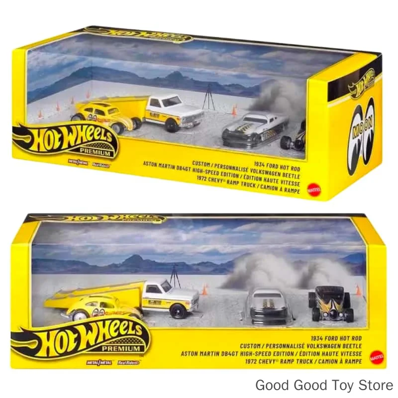 New Hot Wheels Premium Mooneyes Garage Set Gmh39 H Custom Volkswagen Beetle 72 Chevy Ramp Truck Car Collection Model Toy Gift