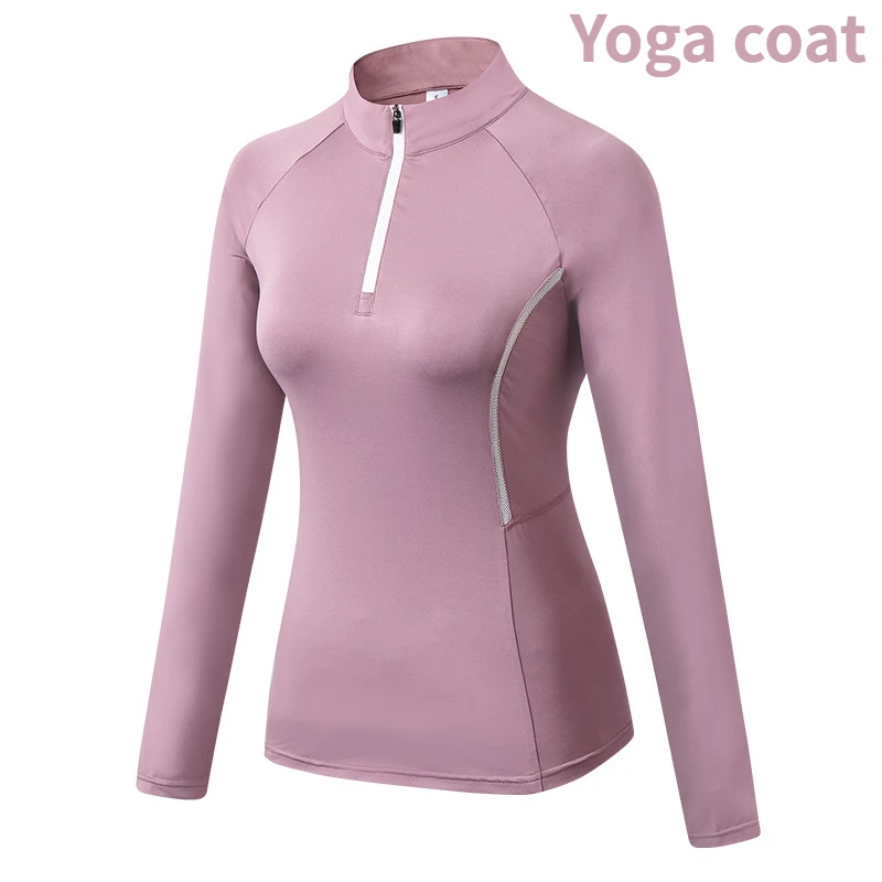 Ropa deportiva de invierno para mujer, ropa deportiva de manga larga para correr y yoga, medias elásticas altas, suéter informal de entrenamiento con cuello levantado