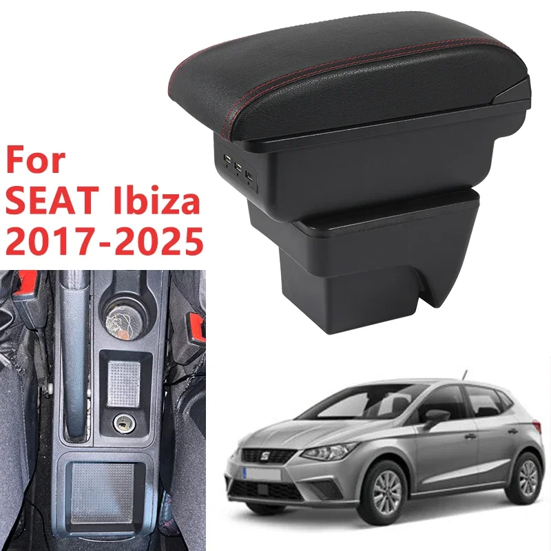 

For SEAT Ibiza armrest box 2017-2025 Ibiza Mk5 central armrest box interior special car modification parts storage box USB