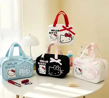 Toilet and Makeup Bag, Cute Cartoon, Portable Bow, Large Capacity Handbag