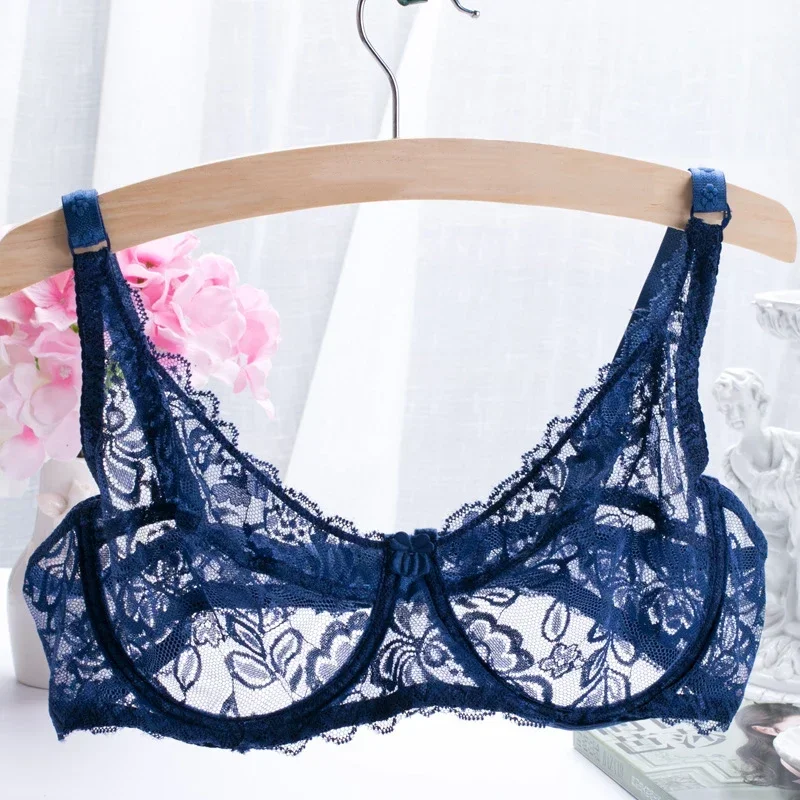 Sexy Lingerie Lace Transparent Bra Women’s Comfy Elasticity Underwire Bra Solid Breathable Underwear Women Hot Exotic Tank