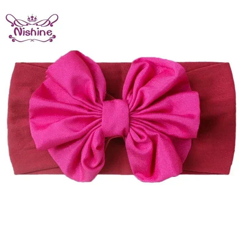 Nishine Infant Soft Elastic Wide Headband Fashion Handmade Bowknot Nylon Hairband Baby Girl Headwear Clothing Decoration