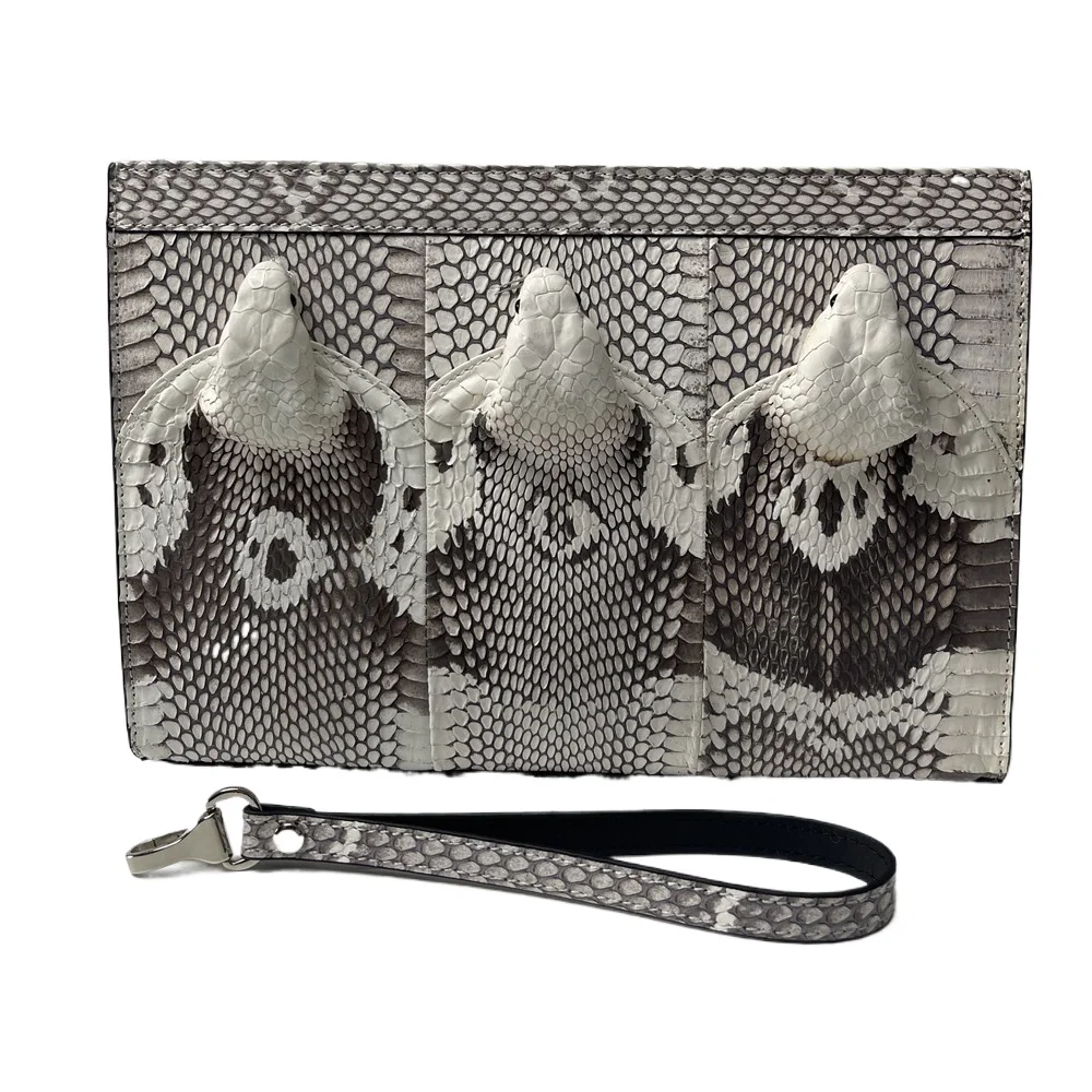 

Новая модная деловая мужская сумка-кошелек из натуральной змеиной кожи 2026 года, вместительная, на запястье
