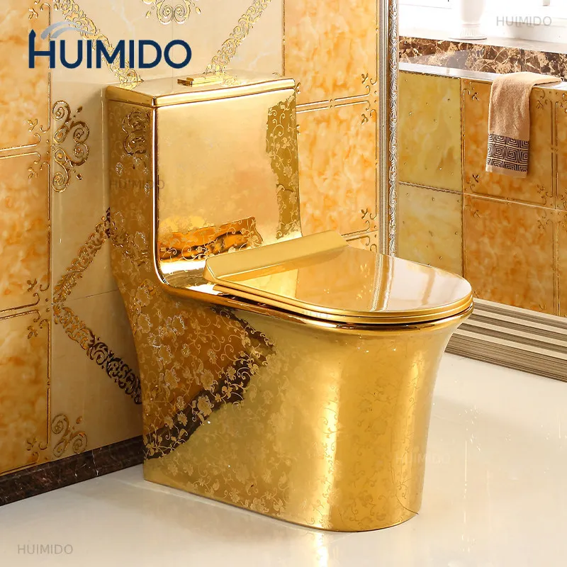 Household local tyrant gold relief flush toilet siphon water-saving European toilet ceramic color retro toilet