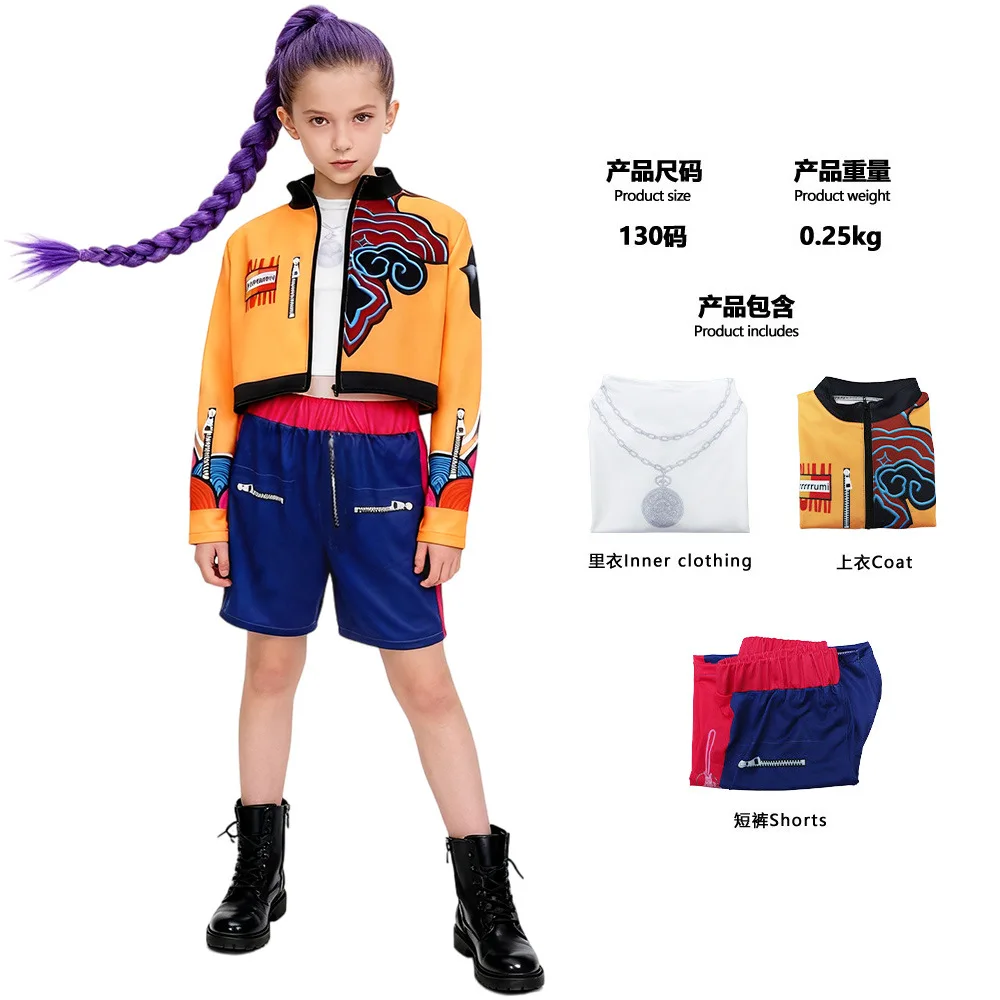 Kpop Rumi Zoey Mira Party Girls Demon Costume Hunters Cosplay Outfit Jacket Top Shorts Kids Halloween Costumes Singer Cosplay