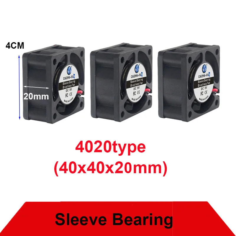 Ventoinha de Resfriamento 2PIN 40mm para Impressora 3D, Cooler 40x40x20mm DC 24V 12V 5V 4020 4cm, Ventoinha de Resfriamento a Óleo para Gabinete de Computador, Ventoinha Dissipadora de Calor