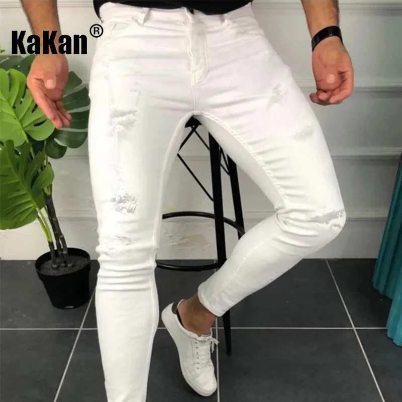 Kakan – Neue süße und hübsche Herren-Jeans mit kleinem Bein, Y2K-Kleidung, lockere, gerade Bein-lange Jeans, Sommer-Denim-Hosen