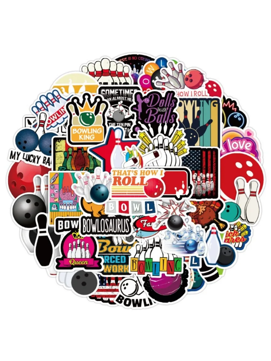 50 Bowling Sports Series Graffiti Stickers, Car Trunk, Skateboard, Water Glass, Refrigerator Waterproof Stickers