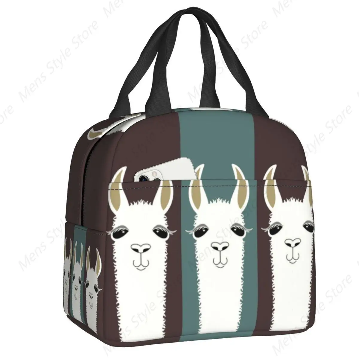 Cute Llama Triplets Insulated Lunch Bags for Women Alpaca Portable Cooler Thermal Bento Box Kids School Children