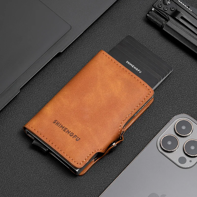 2026 New product Slim RFID Card Holder Wallet - Men Women Business ID Card Case Leather Money Clip Purse Thin Bank Card Storage