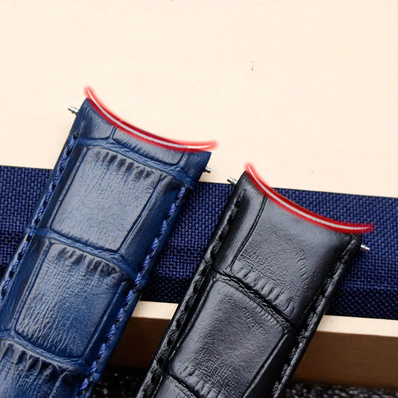 20 21 22mm Curved End cowhide Watchband For Rossini Tissot Citizen seiko mido Arc Mouth men Watch Strap Universal Belt