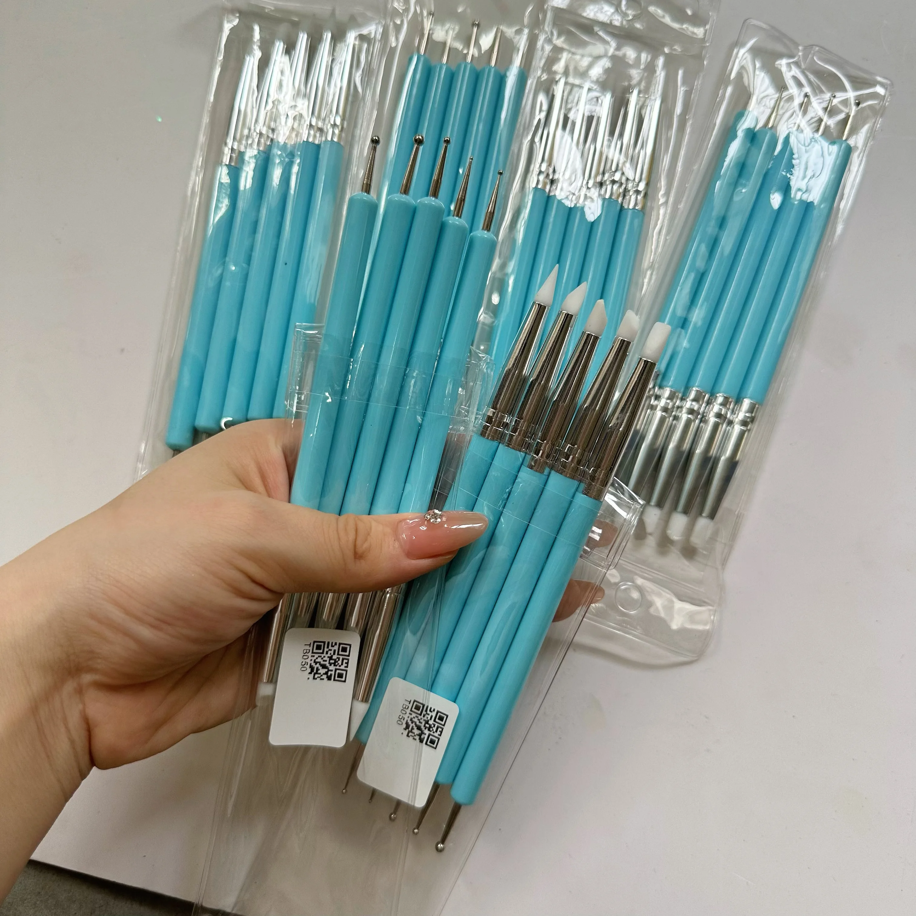 5 teile/satz doppelseitige Silikon Kopf Carving Punktierung Stift Pinsel Modellierung Punktierung Nail art Keramik Ton Werkzeug DIY Bildhauerei werkzeuge – Detail 4