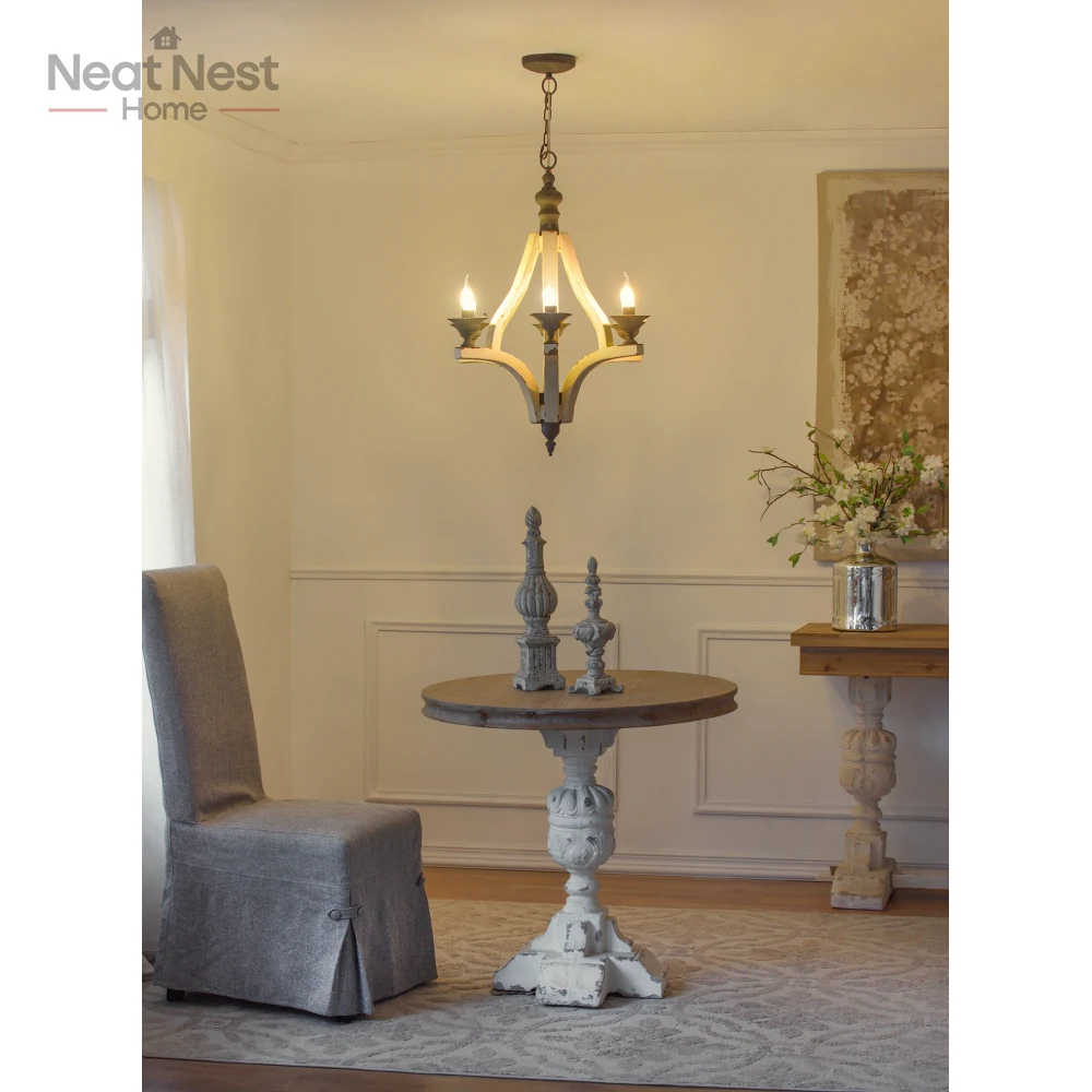

6 - Light retro-style chandelier, Hanging Light Fixture with Adjustable Chain for Dining Room Foyer Entryway, Bulb Not Included