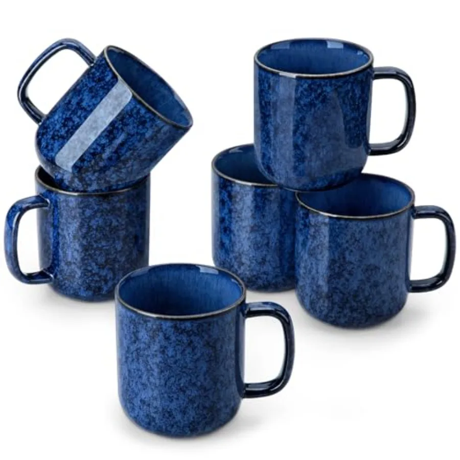

STARRY Coffee Mugs Set Ceramic Coffee Cups for Americano Hot Tea Iced Coffee Cold Brew Cocoa Milk Stoneware Mugs Set of 6 Dishw
