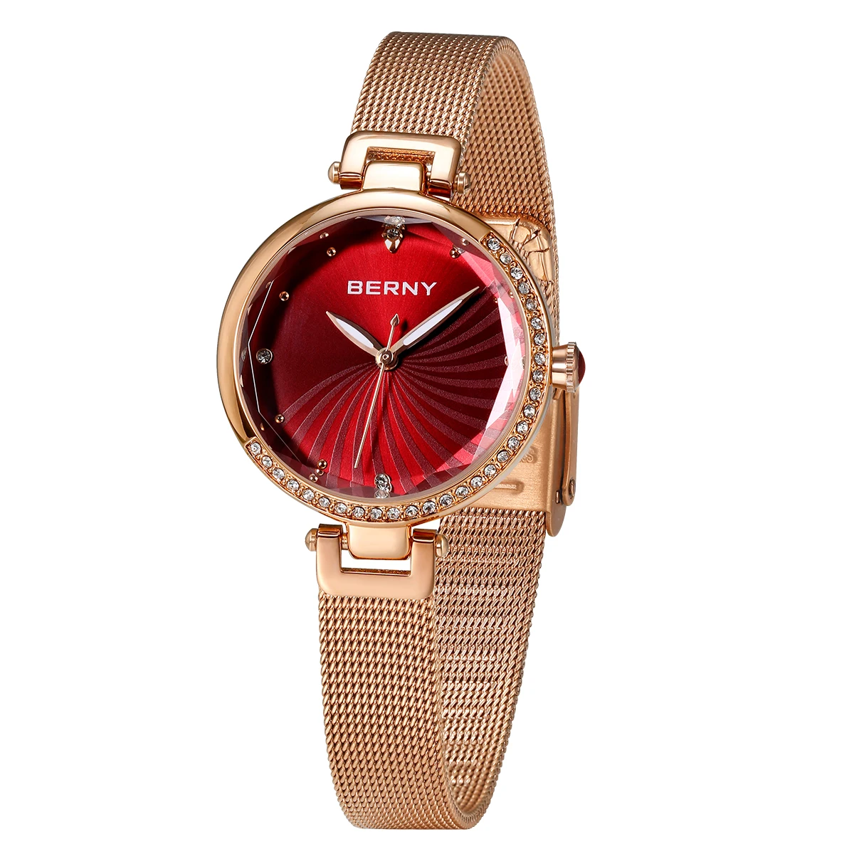 BERNY Watch for Women Elegant Diamond Luxury Brand Woman Watches Adjustable S/S Strap Luminous Small Ladies Wristwatch