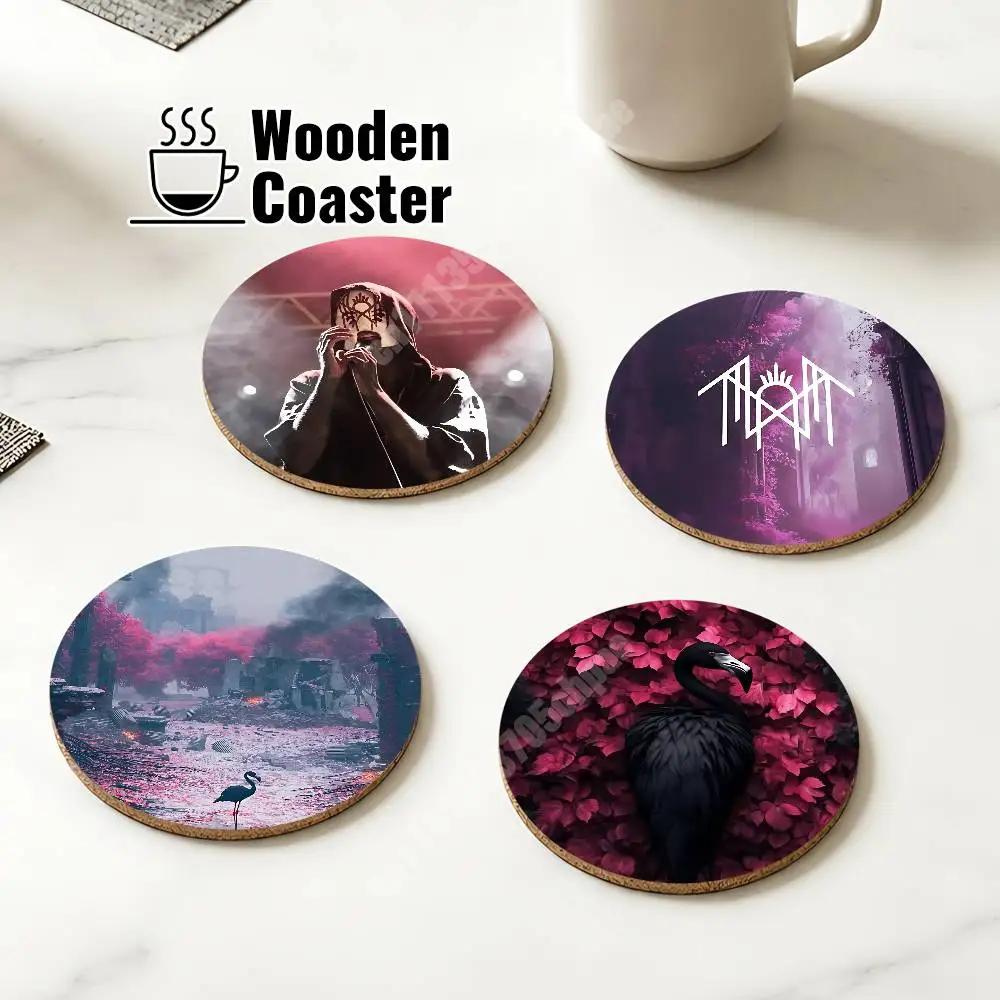 S-Sleep T-Token Band Album Cover Wooden Cup Mat Espresso Whiskey Soda Water Coaster for Dessert Store