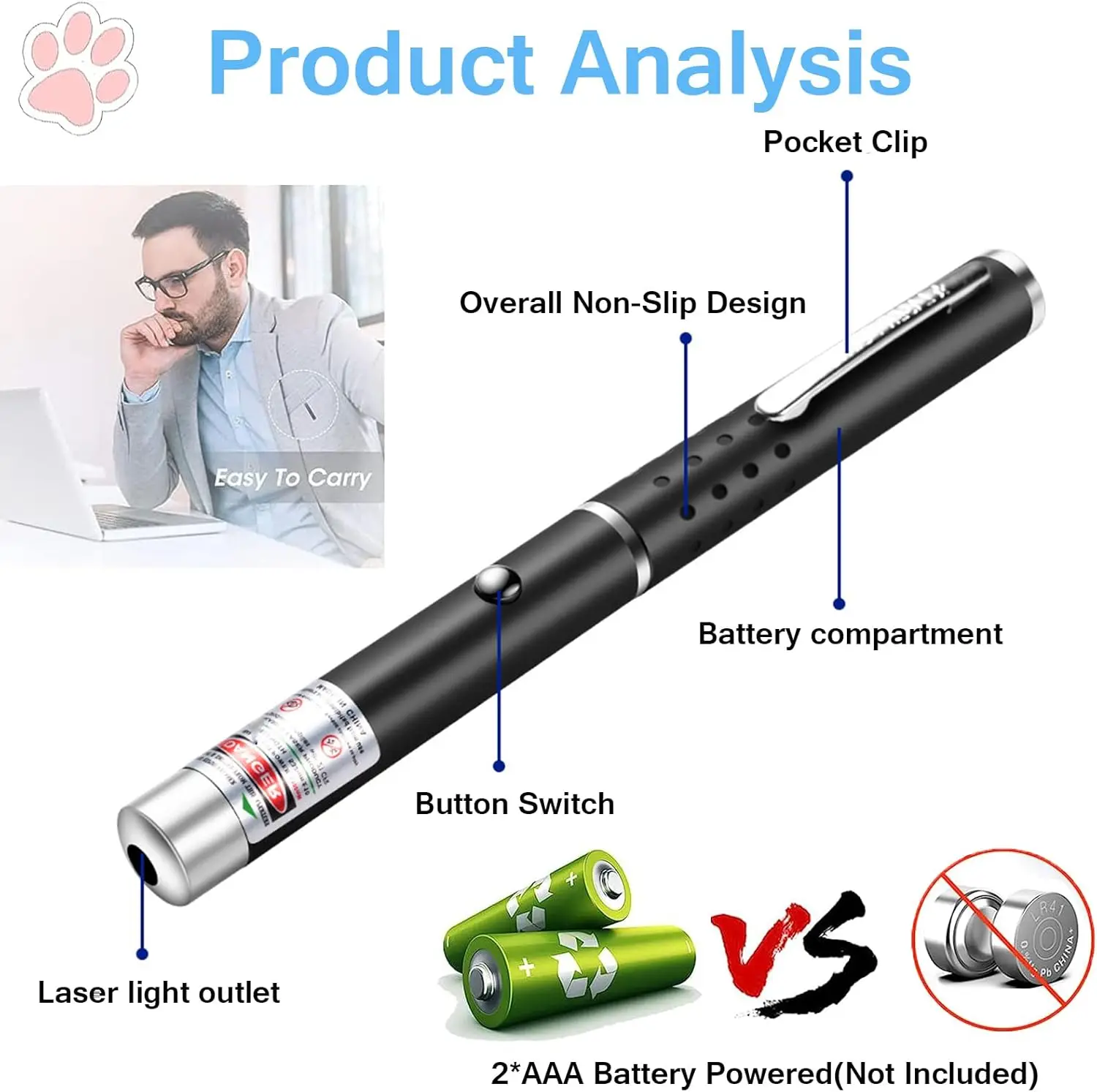 Purrfect 2-in-1 Cat Toy: Laser + LED Keychain, No Battery, Portable