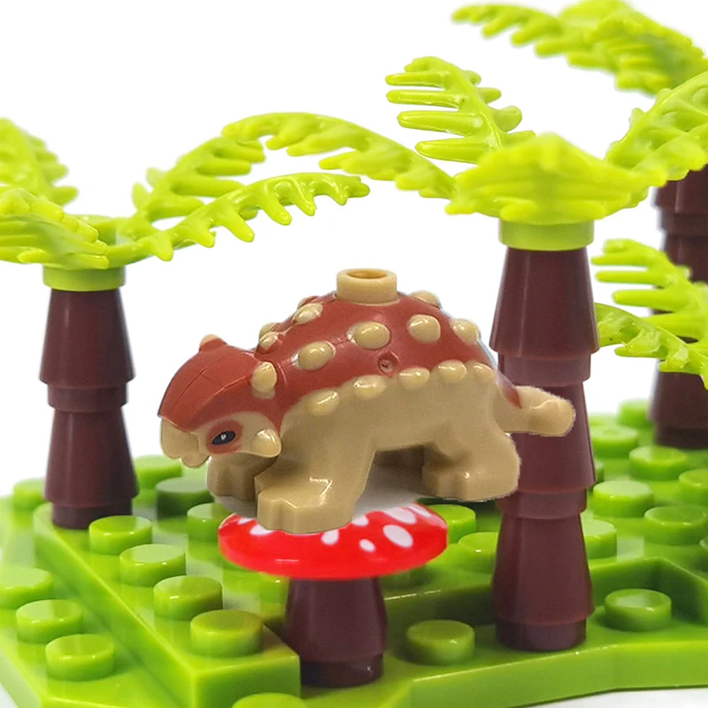 Nouveaux blocs de construction MOC pour animaux, dinosaure rouge, ankylosaure, bébé, zoo, animaux de compagnie, briques, jouets, mouton cornu, compatibles avec LEGO