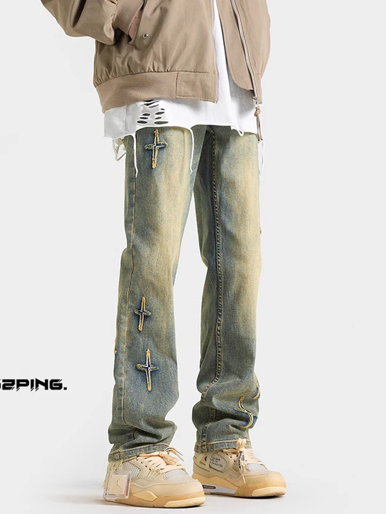 

Мужские джинсы Waed в стиле американской уличной моды, весна-осень, свободные, прямые, зауженные, молодежные, ретро, стильные