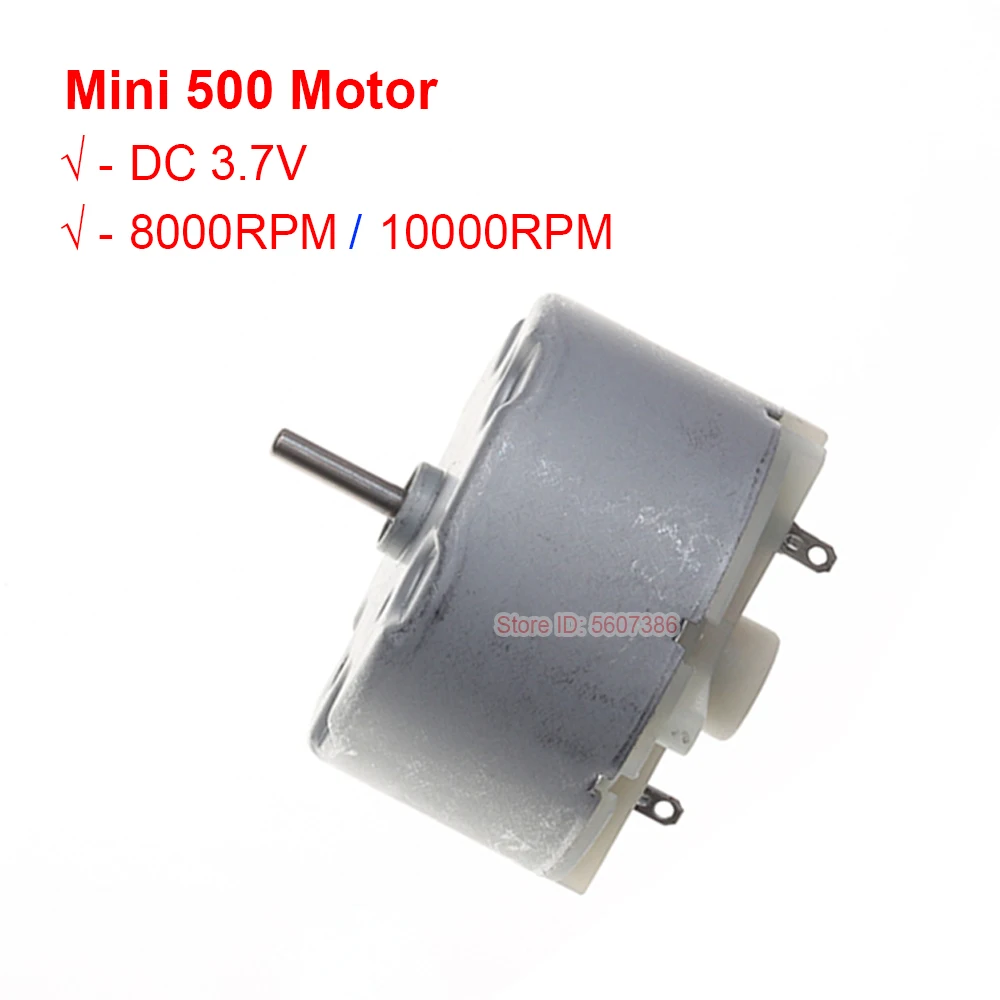 Micro 500 Carbon Brush Rubber Magnetic Motor DC 3.7V High Speed Motor for Toy Car Boat Model