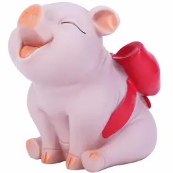 Piggy Bank with Red Bow-Knot, Lovely Pig Coin Bank, Creative Shatterproof Gift Money Bank, Can Store 1000 Coins