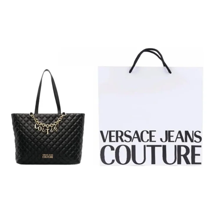 VERSACE JEANS COUTURE Polyurethane Tote Handbag, Shoulder Bag Large Women's Black 73VA4BC3-ZS409-899