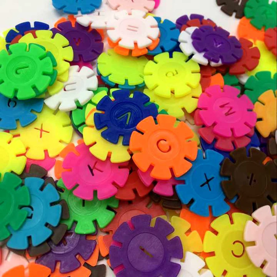 60/100/200pcs Snowflake Buliding Blocks 2 Colors Available Children Puzzle Plastic  Early Education Toys Gift for Kids