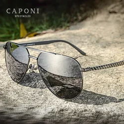 CAPONI Pilot Style Sonnenbrille polarisiert UV400 Marke Design leichte Brillen fahren Legierung Kohle faser Sonnenbrille für Männer bs23862