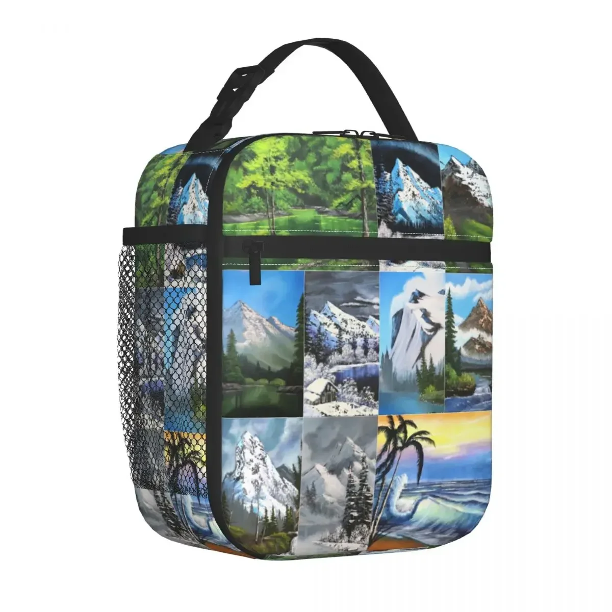 Bob Ross Inspired Painting Merch Insulated Lunch Bag Storage Food Box Multifunction Cooler Thermal Bento Box School